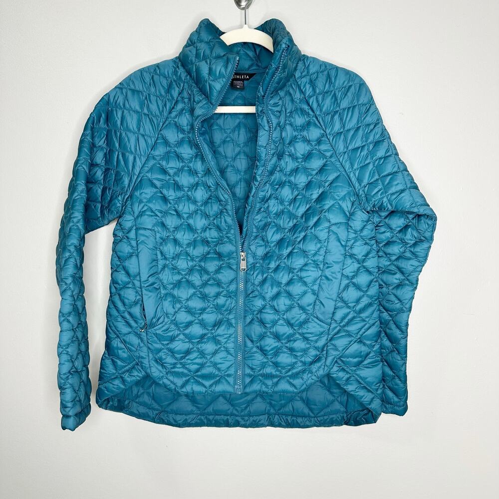 Athleta Whisper Featherless Quilted Puffer Jacket Borealis Green Teal XS